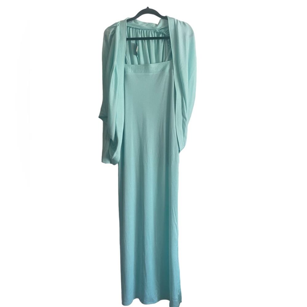 Vintage Climax by David Howard Loungewear 9/10 Two-Piece Shawl Maxi Dress Green